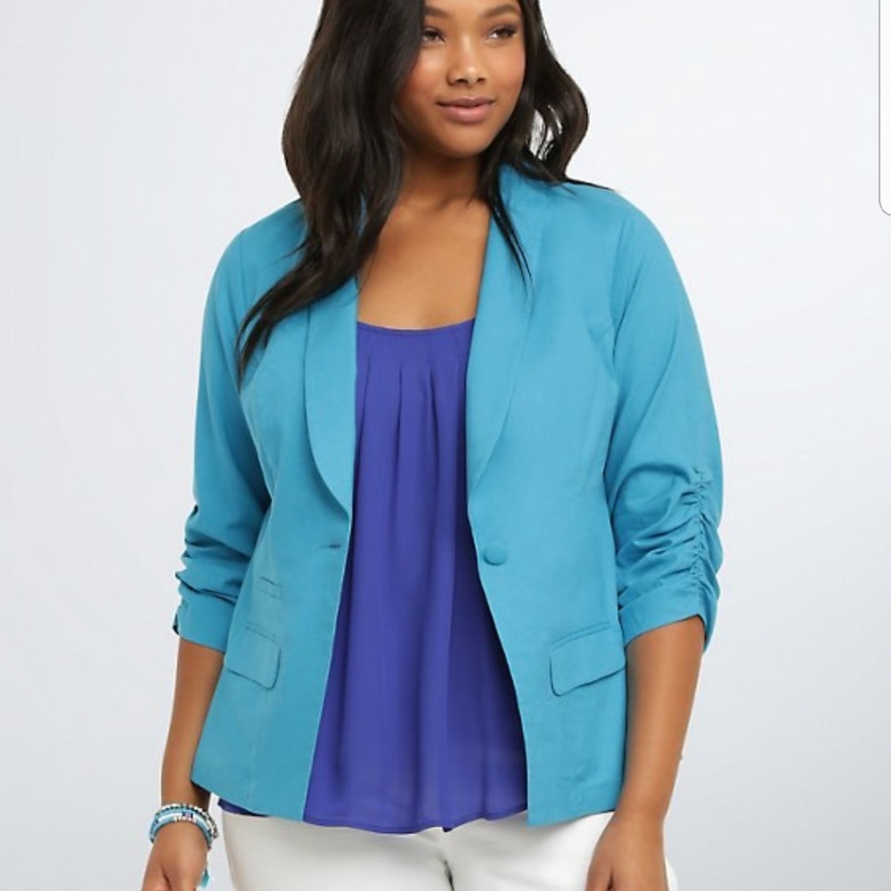 Torrid turqoise blue blazer 2x